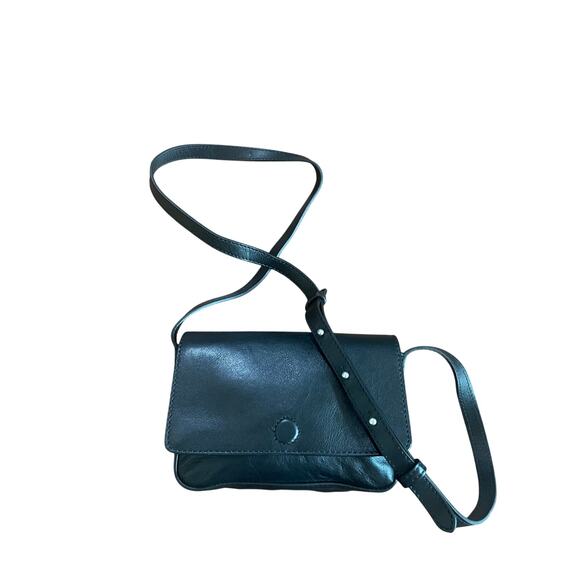 AMERICAN EAGLE OUTFITTERS Genuine Leather Crossbody Bag Purse Black - Picture 1 of 3